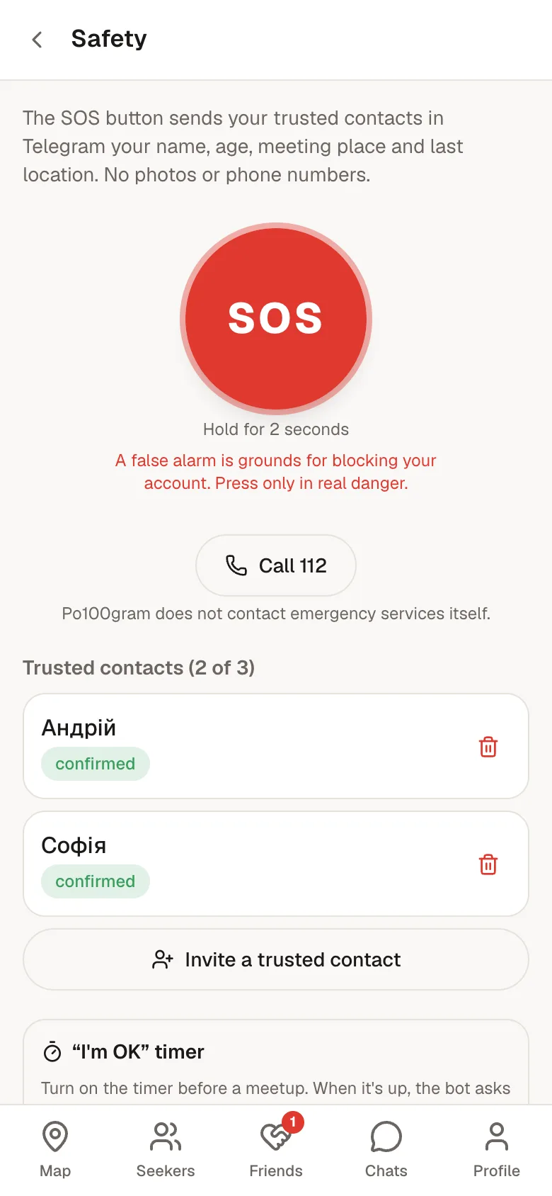 SOS & trusted contacts